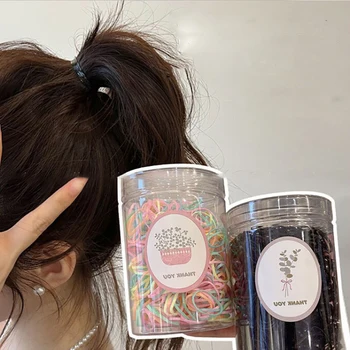 500PCS/комплект Въжета за коса Момичета Еластични върхове за коса Корейски детски гумени ленти Мода Конска опашка Аксесоари за коса Гумени ленти Въжета