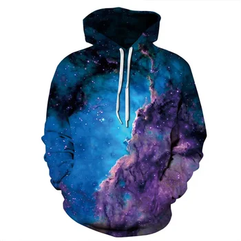 Звездно небе Качулки 3D принт Space Galaxy Суитчър Есен И Зима Унисекс облекло пуловер големи размери качулка Мъжко облекло
