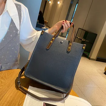Горен слой телешка голяма чанта дамска нова кожена дамска чанта Голяма чанта за рамо Чанта за рамо с голям капацитет
