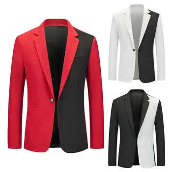 Класически мъжки костюм яке мъже един бутон официален бизнес мъжки костюм палто ревера прорез яка един бутон тънък годни против бръчки