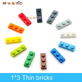 160pcs DIY градивни блокове тънки фигури тухли 1x3 точки 12Color образователен творчески размер, съвместим с 3623 играчки за деца