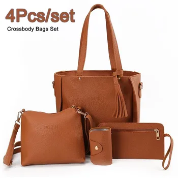 4Pcs/комплект Totes композитни чанти Жените рамо Crossbody чанти голям капацитет луксозна чанта чанта съединител портфейл Sac A Main Bolso M