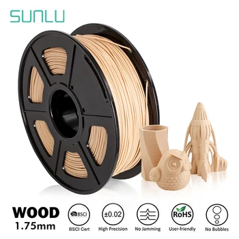 SUNLU WOOD 3D нишки 1.75MM 1KG / 2.2LBS Дървесни влакна Реалистични цветове Нетоксичен екологичен минимален украшение за опаковане