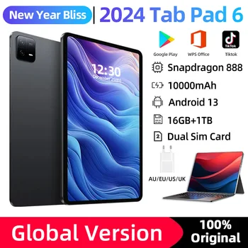 2024 Нова глобална версия Таблети PC Pad 6 Pro Snapdragon 888 10000mAh Android 13 RAM 16GB + ROM 1TB Dual SIM карта HD 4K екран WIFI