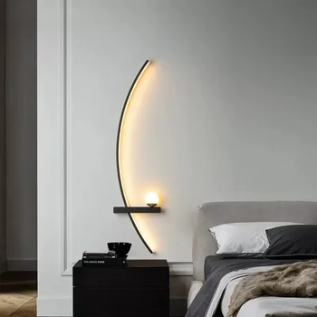 LED лампа за стена черно злато модерна интериорна лампа Nordic Art TV Начало декор Sconce хол диван нощно шкафче огледало светлина