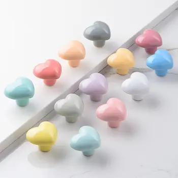 Цветни копчета за шкафове Преносими керамични сърце форма издърпайте дръжка Haplopore шкаф копчета хардуер