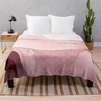Акварел ахат, руж розов бордо изкуствени златни вени хвърлят одеяло дивани