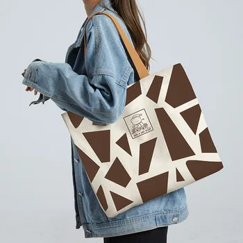 Дамски платнени пазарски чанти Еко сгъваеми чанти за рамо за многократна употреба Чанти с голям капацитет Случайни сладка чанта за жени Дропшипинг