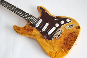 custom shop poplar burl top St електрическа китара, златен хардуер, персонализирано лого е на разположение