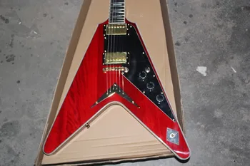 Китай китара фабрика обичай нов Специална форма V-образна електрическа китара червено тяло бяло тяло реални снимки безплатна доставка 59