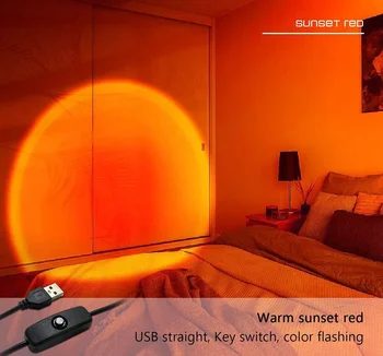 USB Rainbow залез червен проектор Led нощна светлина слънце прожекция настолна лампа за спалня бар кафе стена осветление