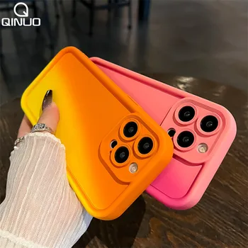 Луксозен матов градиент бонбони цвят телефон случай за iPhone 15 14 плюс 13 12 11 Pro макс камера обектив защита удароустойчив мек капак