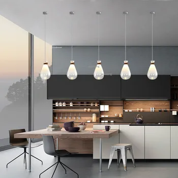 Модерни LED стъклени висулки светлини творчески хол висулка блясък спалня вътрешно осветление осветителни тела кухня висящи лампи