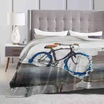 Paper Bicycle Creative Design Comfortable Warm Flannel Blanket Street Art Paste Up Bicycle Bike Wheels Handlebars