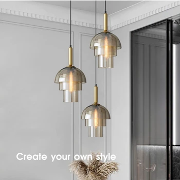 модерни Стъкло Windbell LED висулка светлина ретро желязо окачване светлина трапезария спалня творчески кухня висящи лампа деко осветително тяло