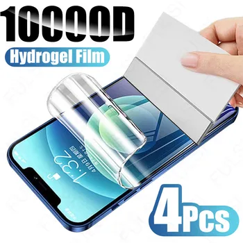 4PCS екран протектор за iPhone 11 13 12 14 Pro 15 X XS Max XR хидрогел филм пълен капак екран протектор за iPhone SE 15 7 8