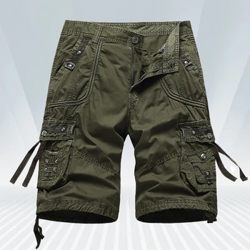 Лято нови карго шорти мъжки военни хлабав работа открит туризъм карго панталони мъжки твърди голям джоб плажни шорти плюс размер 28-40