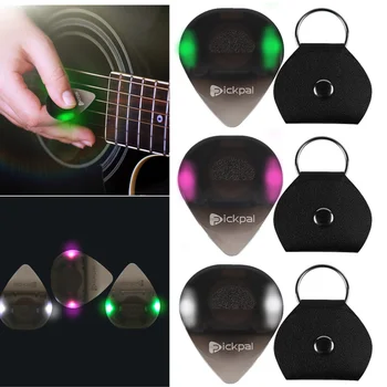 Touch Светеща китара Pick Пластмасов бас Plectrum Пластмасови светещи китарни снимки w / h LED светлина музикални инструменти части