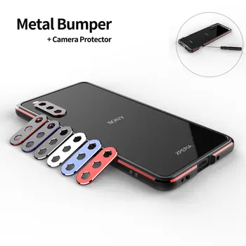 Лукс за Sony Xperia 10 iii Калъф 1 III Алуминиева метална рамка за броня Тънък защитен калъф за телефон + Carmera Протектор за обективи