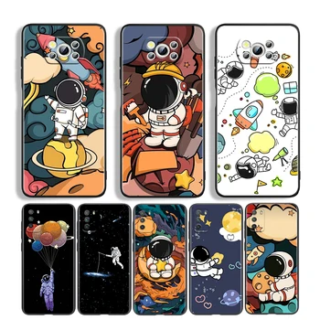 Cartoon астронавт пространство за Xiaomi Poco M4 X4 X3 NFC F2 F3 GT M3 F1 Pro Mi Play Mix 3 A3 A2 A1 Lite мек калъф за телефон