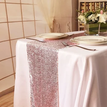 Sequin Table Runner Покривка за маса за сватба Декорация за Свети Валентин Модерна маса за вечеря Флаг Коледно парти Начало Покривка за маса