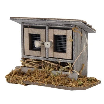 1/12 мащаб куклена къща миниатюрни дървени пиле кокошка къща за кукла градина декоративни аксесоари