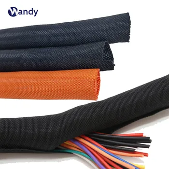 Отваряне на самонавиващ се текстилен ръкав Найлон огнезащитни тъкани мрежа за управление пакет оптични влакна тел защита тръба