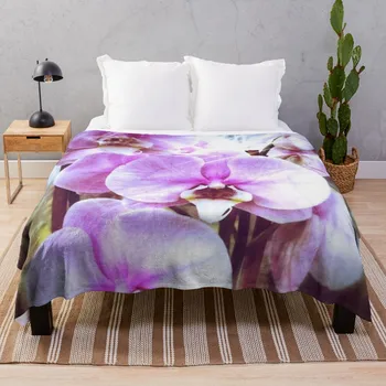 Лилави или розови орхидеи хвърлят одеяло аниме движещи се ретро одеяла