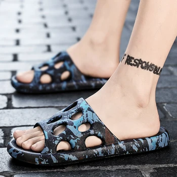 Дишащо кухо приплъзване на чехли за мъже 2023 Лято Ново отворено Toe Casual Non-slip Мъжка баня Slides Обувки Плоски EVA обувки