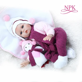 NPK 55CM реалистичен bebe кукла прероден бебе кукла играчка ръчно вкоренена коса меко тегло тяло новородено бебе подарък за рожден ден