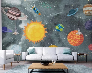 beibehang papel de parede Персонализирана модерна ръчно рисувана космическа вселена детска стая копринен фон стена хартия papier peint