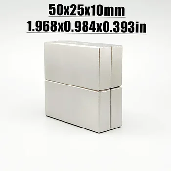 1/3/5/10Pcs 50x25x10 неодимов магнит 50mm x 25mm x 10mm N35 NdFeB блок Супер мощен силен постоянен магнитен имани