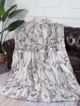 МС. Softex пачуърк дизайн декорация дома декорация заек кожа одеяло за спалня естествена кожа легло бегач диван възглавница покритие
