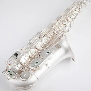 Ново пристигане Alto Eb Tune саксофон месинг посребрени саксофон E плосък музикален инструмент с найлон случай мундщук безплатна доставка