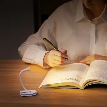 Регулируема щипка за учебно бюро Мини книга LED защита на очите Четене на нощна светлина Спалня Четене Акумулаторна книжна светлина