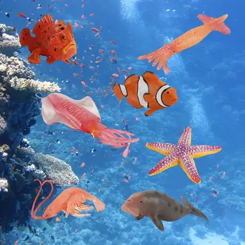 7Pcs морски животни модел клоун риба парти полза калмари за орнаменти момчета деца