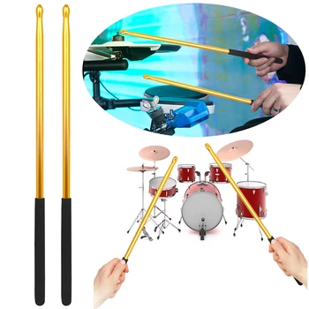 1 чифт метални барабанни пръчки неплъзгащи се 5A музикални инструменти Палки за музикални инструменти Алуминиеви професионални барабанни пръчки Ударни аксесоари