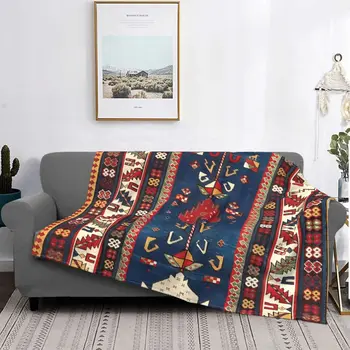 Ширван Източен Кавказ килим печат одеяло ориенталски Boho руно плюшени дишаща каре хвърлят одеяла за легла плюшени тънки юрган