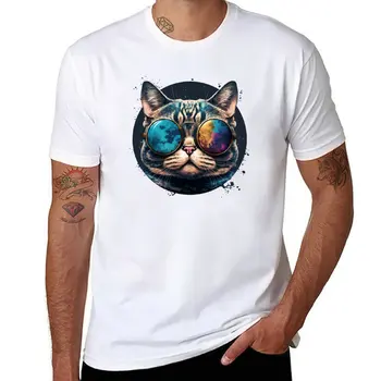 Нова тениска Astral Cat бързосъхнеща тениска сладки върхове извънгабаритни тениски тежка категория тениски за мъже