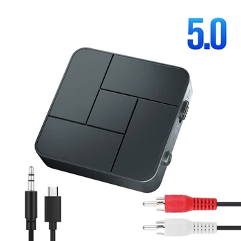 KN326 Bluetooth-съвместим 5.0 аудио приемник предавател 3.5mm AUX жак RCA безжичен адаптер USB донгъл с микрофон за кола PC TV