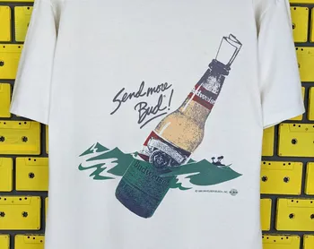 Реколта 1989 Budweiser тениска Stranded Изпрати повече Bud бира Промо Merch Tee размер SM