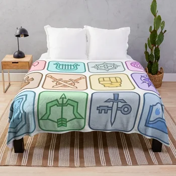 JoCat Crap Ръководство за икони на DnD клас [Цвят] Хвърли одеяло Soft Big Beach Thermal Soft плюшени карирани одеяла