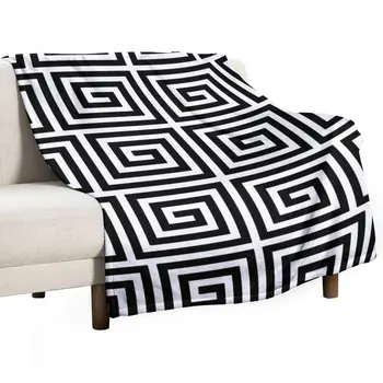 Гръцки ключ модел 122 черно и бяло хвърлят одеяло каре на дивана луксозна марка персонализирани подарък диван хвърлят одеяла
