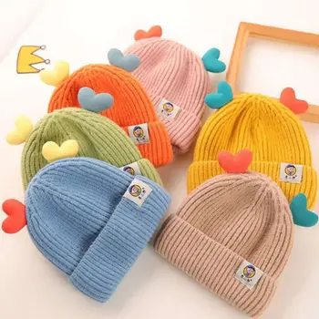 Есен Зима Плътен цвят Бебешки плетени шапки Детски момичета Момчета Beanies Caps Топли меки ежедневни шапки за деца