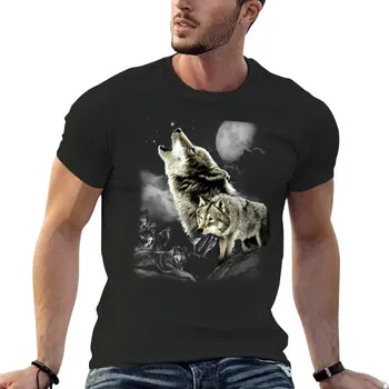 Вълци вият в лунна тениска Празни тениски аниме дрехи бързосъхнеща риза извънгабаритни тениски мъжки памучни тениски