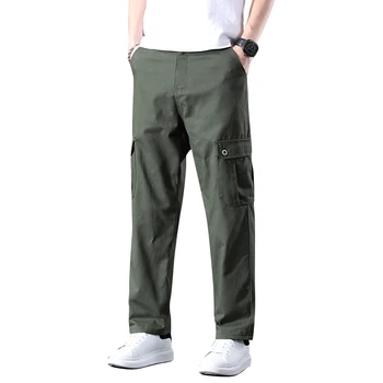 Пролет Есен ежедневни панталони мъжки голям размер 28-40 Multi джобни дънки извънгабаритни панталони гащеризони еластична талия панталони плюс размер мъже