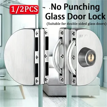 1/2PCS Нов стъклен дисплей кабинет/витрина брави цинкова сплав двойна врата няма нужда пробиване лесен за инсталиране домашен инструмент с 3 ключа