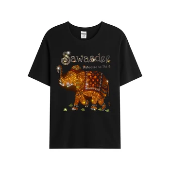 Гореща продажба Африкански слон Мъжка тениска Африкански слон Диамант Картина Чиста памучна тениска Свободно време