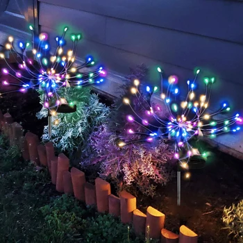 LED слънчеви фойерверки светлини водоустойчив открит глухарче флаш низ фея светлини за градина пейзаж тревата декор