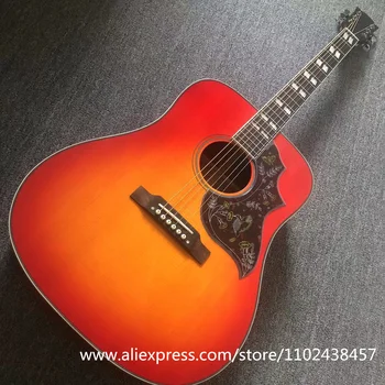 41 инча D тяло колибри серия акустична китара, твърд смърч отгоре, черешово червена акустична китара, на склад